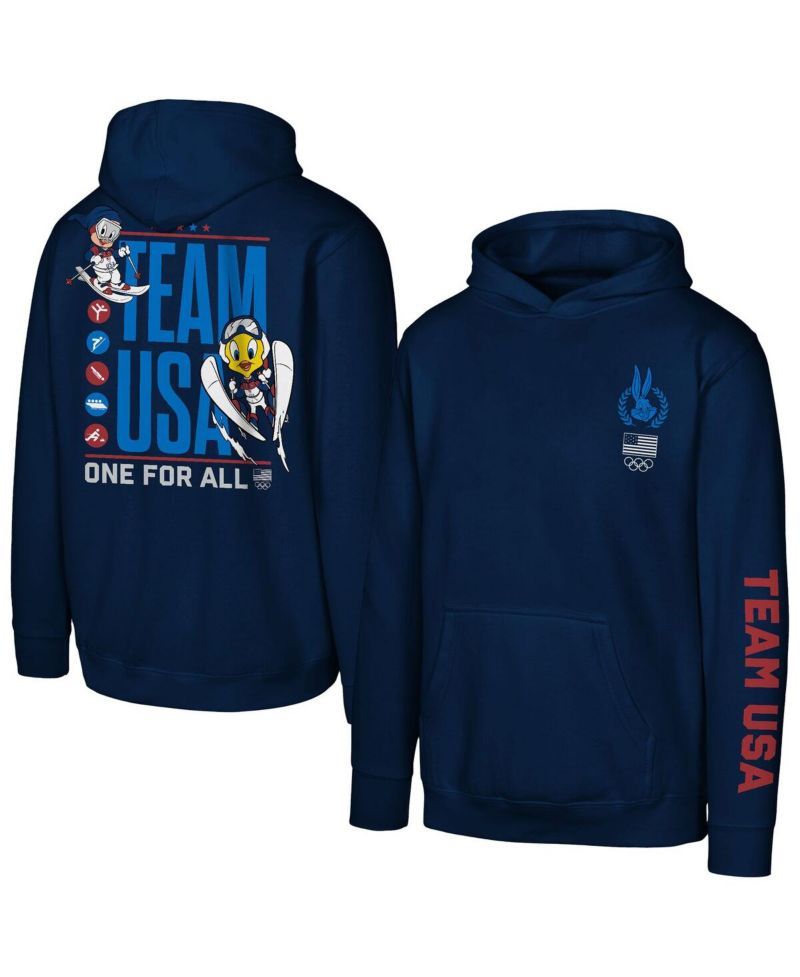Big Boys and Girls Navy Team USA x Looney Tunes One for All Sport Hoodie