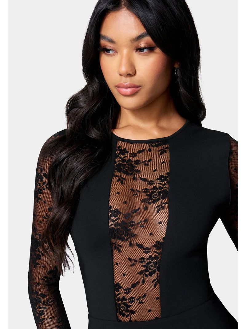 Women's Lace Inset Midi Dress