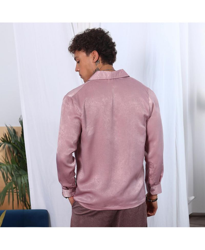 Men's Flamingo Pink Shawl Collar Shirt