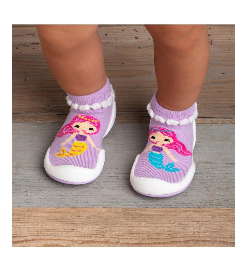 Baby Girls First Walk Sock Shoes Mermaid Sisters