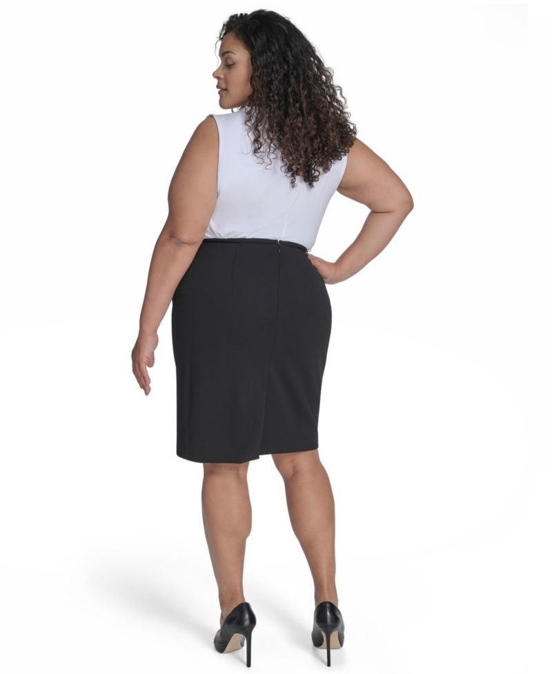 Plus Size Soft Crepe Pencil Skirt