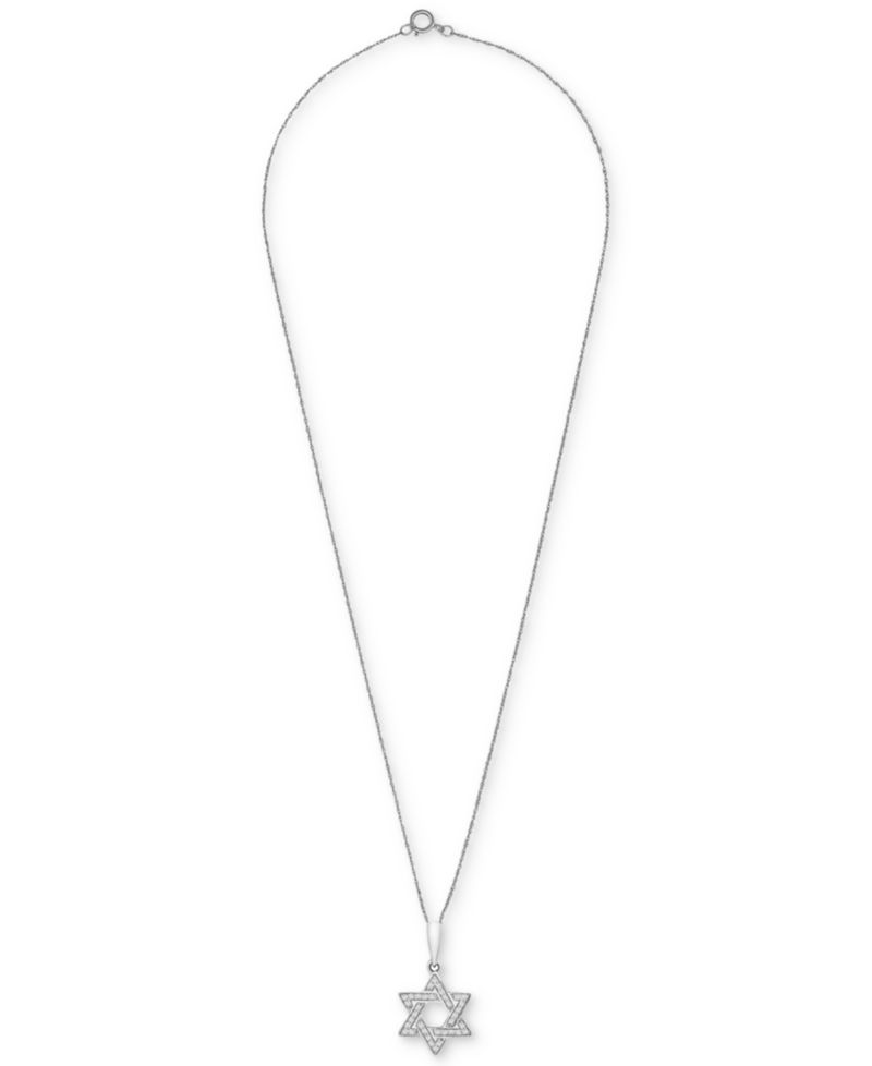 Diamond Star of David 18" Pendant Necklace (1/10 ct. t.w.) in 10k White or Yellow Gold