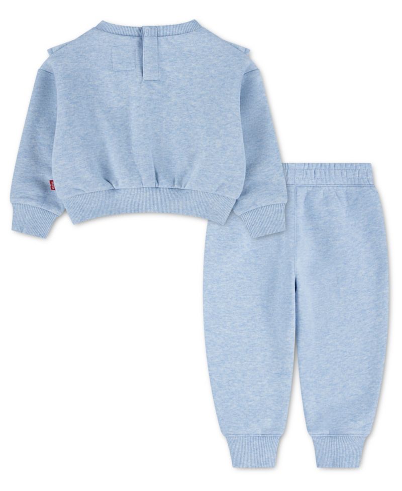 Baby Girls' Ruffled Crewneck Sweatshirt and Jogger Pants, 2-Piece Set