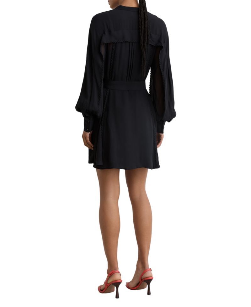 Women's Eliana Embroidered-Trim Belted Mini Dress