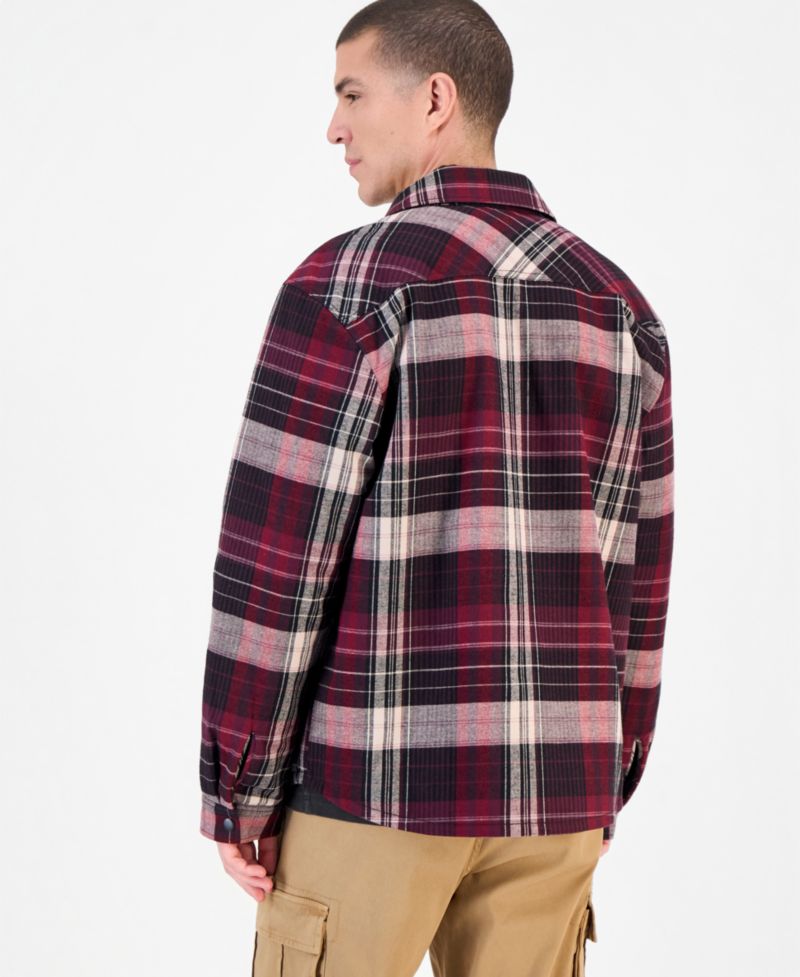 Men's Plaid Button-Front Shirt Jacket
