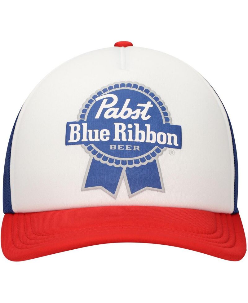 Men's White Pabst Blue Ribbon Foam Trucker Adjustable Hat