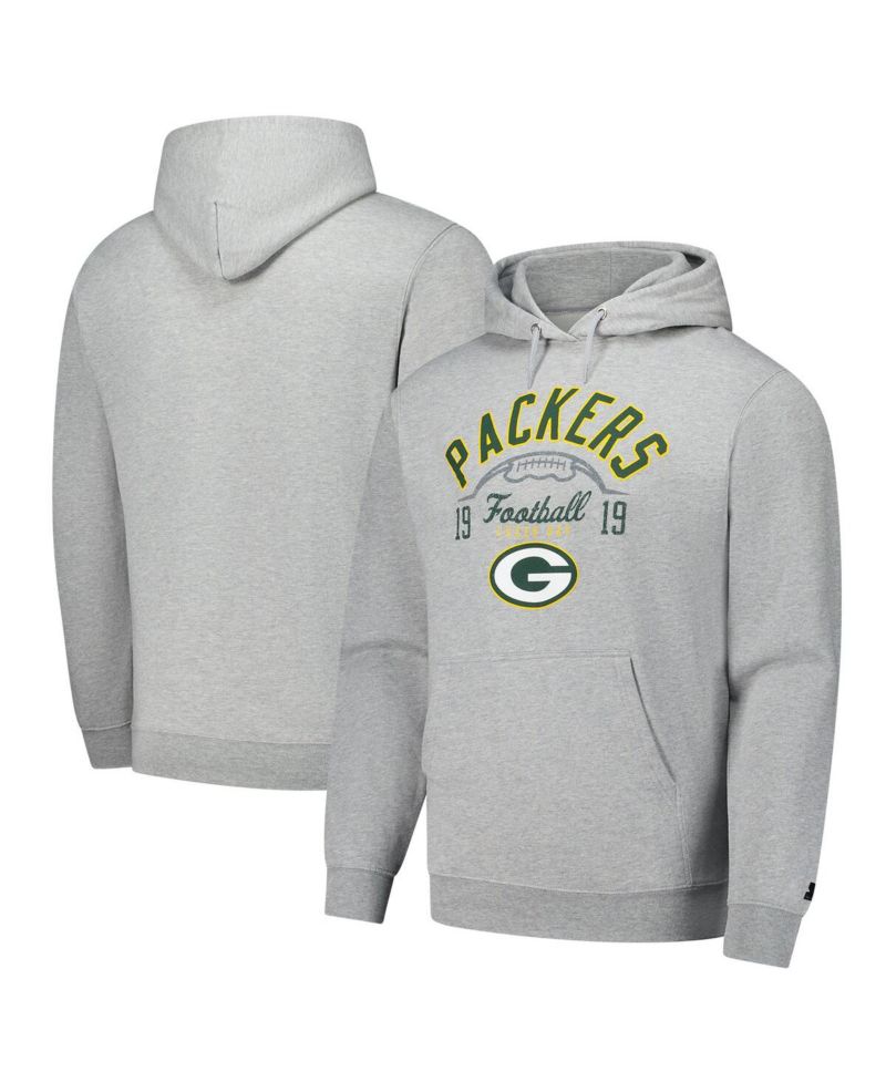 Men's Heather Gray Green Bay Packers Pullover Hoodie
