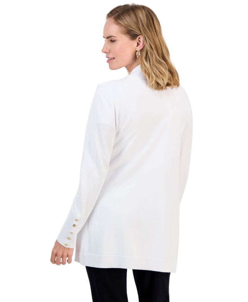 Petite Open-Front Button-Cuff Cardigan Sweater