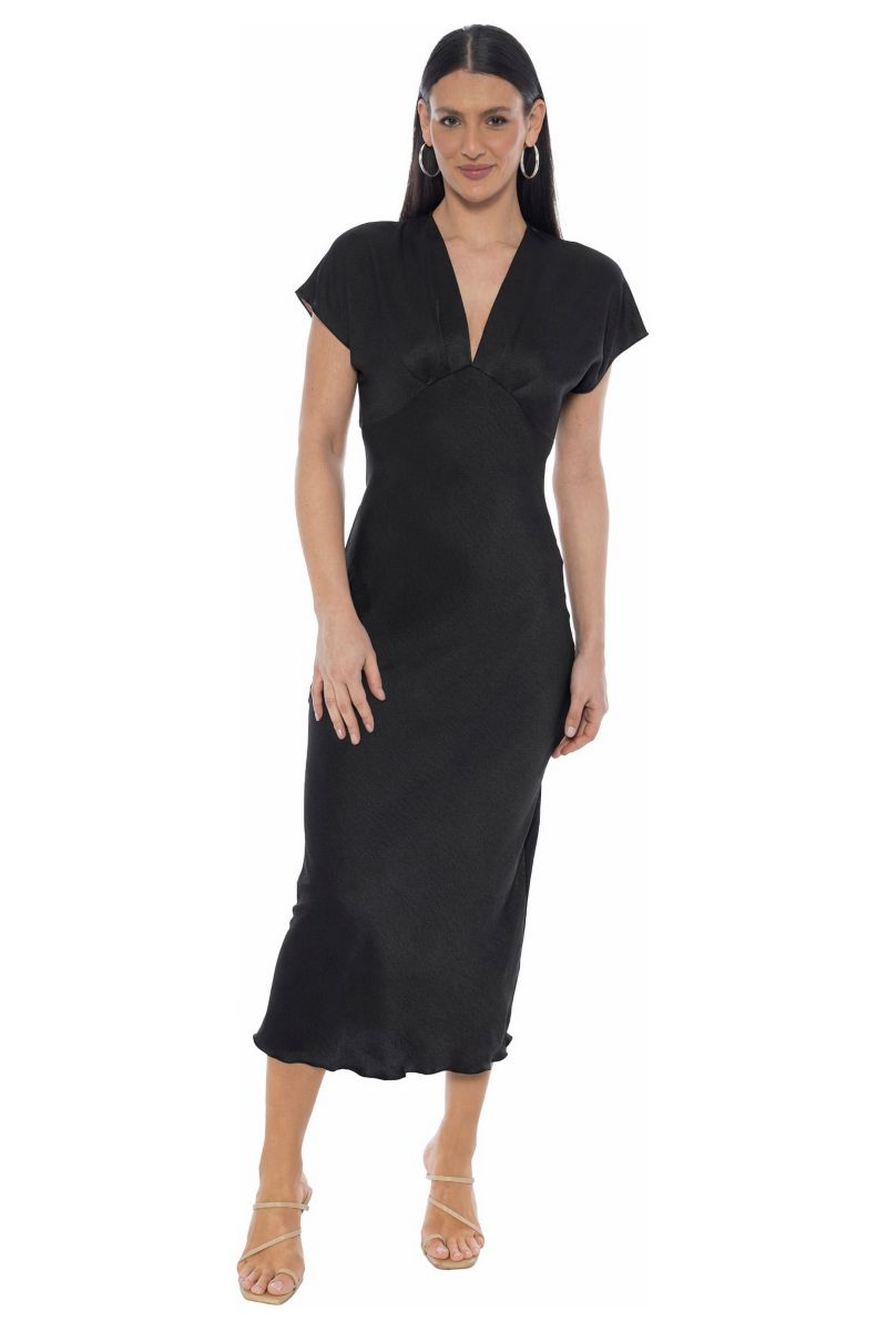 Women's Crepe Satin V-Neck Maxi Dress