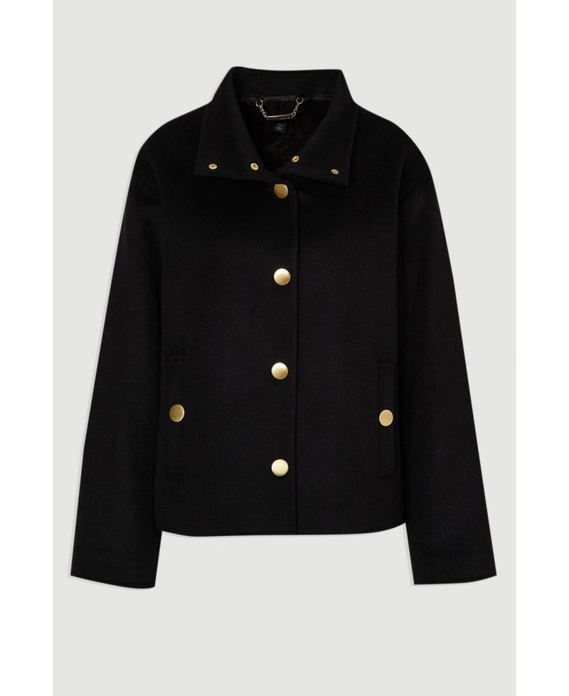 Women's Brushed Wool Funnel Neck Tailored Coat