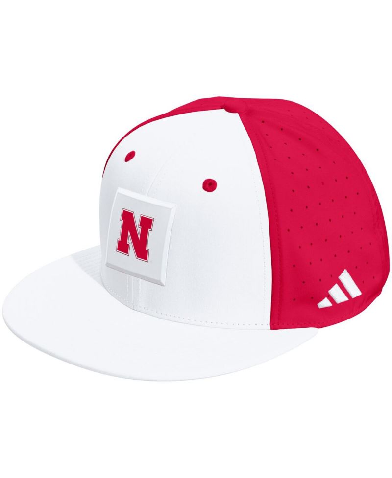 Men's and Women's White/Scarlet Nebraska Huskers Performance Flat Bill Adjustable Hat