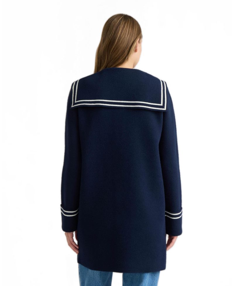 Women's Mink Eyelash Sailor Collar Coatigan