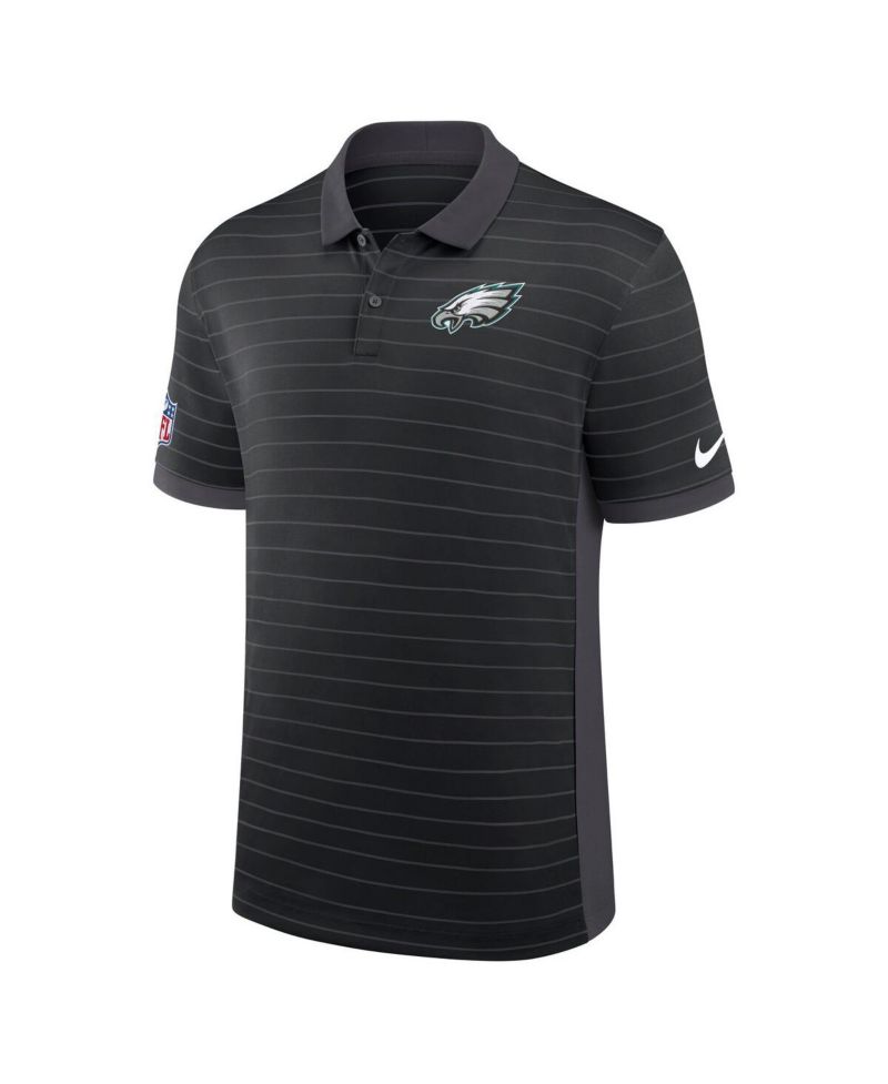 Men's Black Philadelphia Eagles Sideline Victory Stripe Performance Polo Shirt