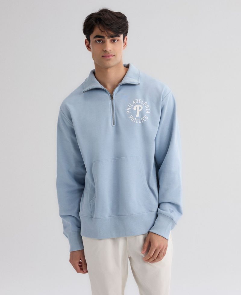 Men's Philadelphia Phillies Iconic Sideline Terry Relaxed-Fit Quarter-Zip Sweatshirt