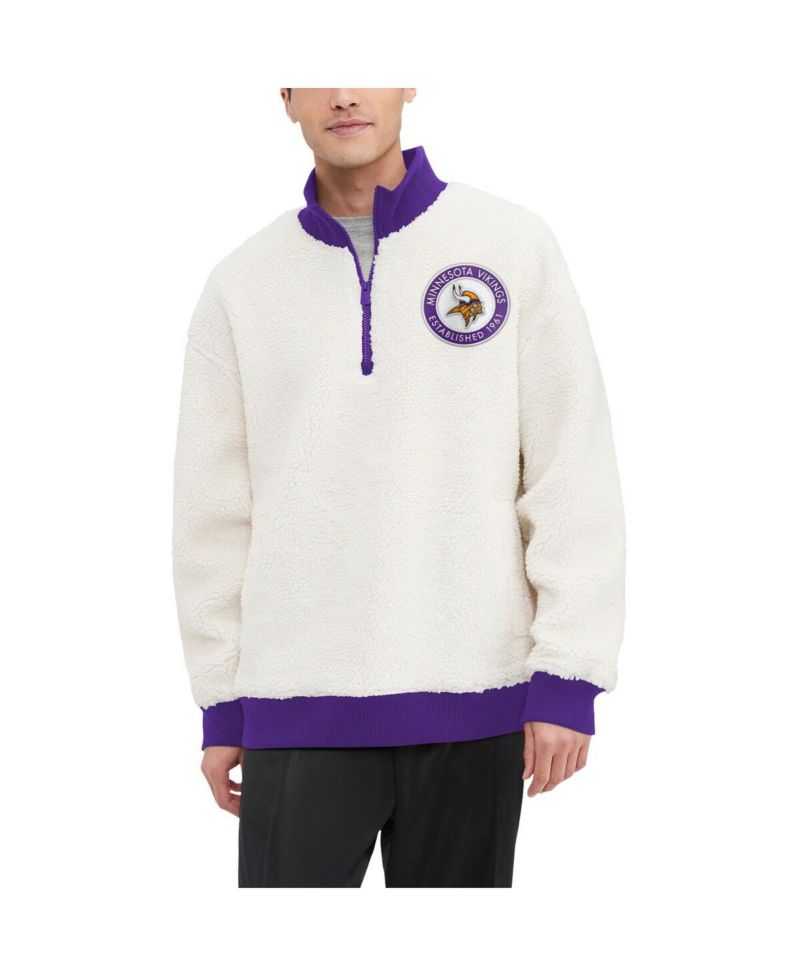 Men's Cream Minnesota Vikings Jordan Sherpa Quarter-Zip Sweatshirt