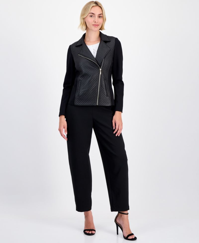 petite Faux-Leather Moto Jacket