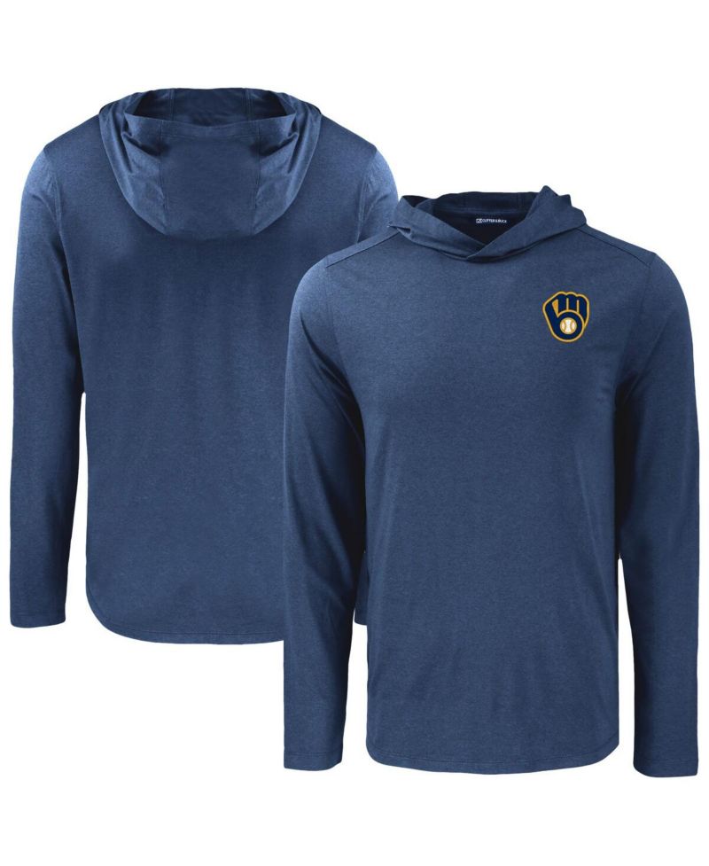 Men's Navy Milwaukee Brewers Coastline Epic Comfort Eco Hoodie Long Sleeve T-Shirt