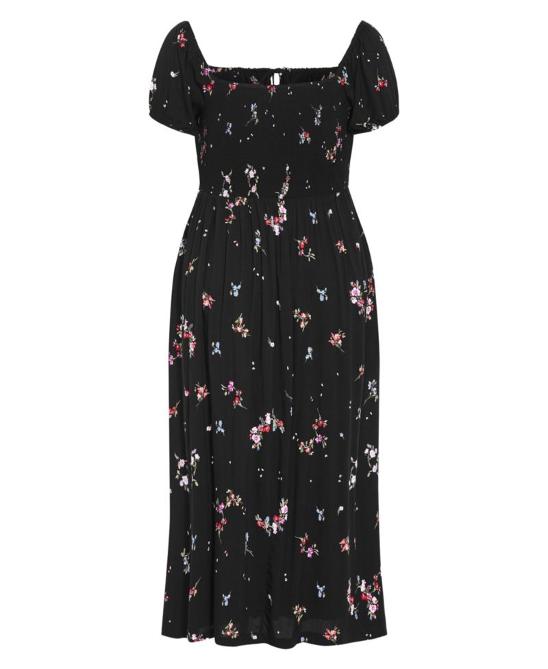 Plus Size Abbie Floral-Print Sweetheart Neckline Midi Dress