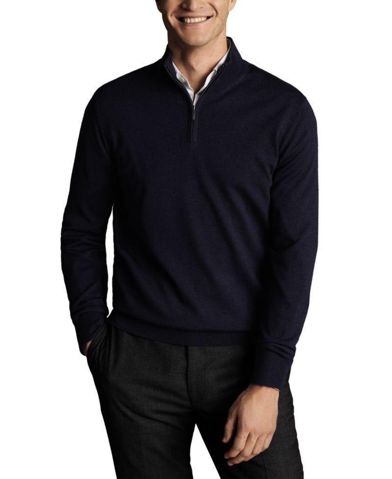 Men's Long-Sleeve Quarter-Zip Merino Wool Sweater