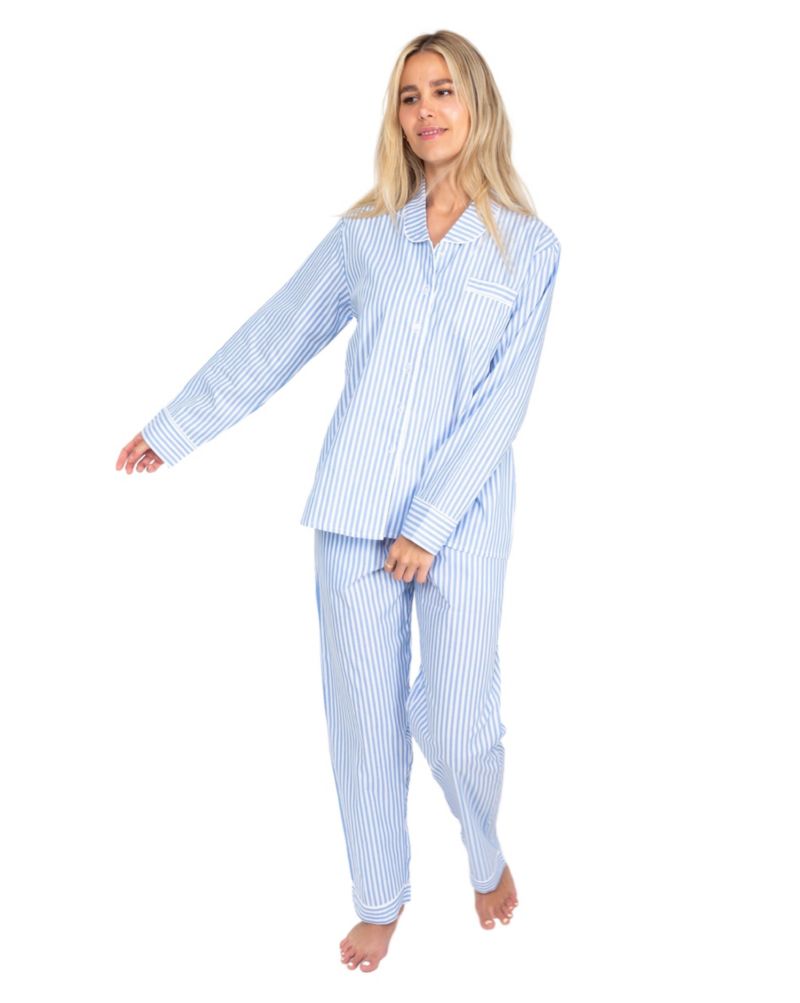 Women's Organic Cotton Poplin Button Down Long Sleeve Pajama Set