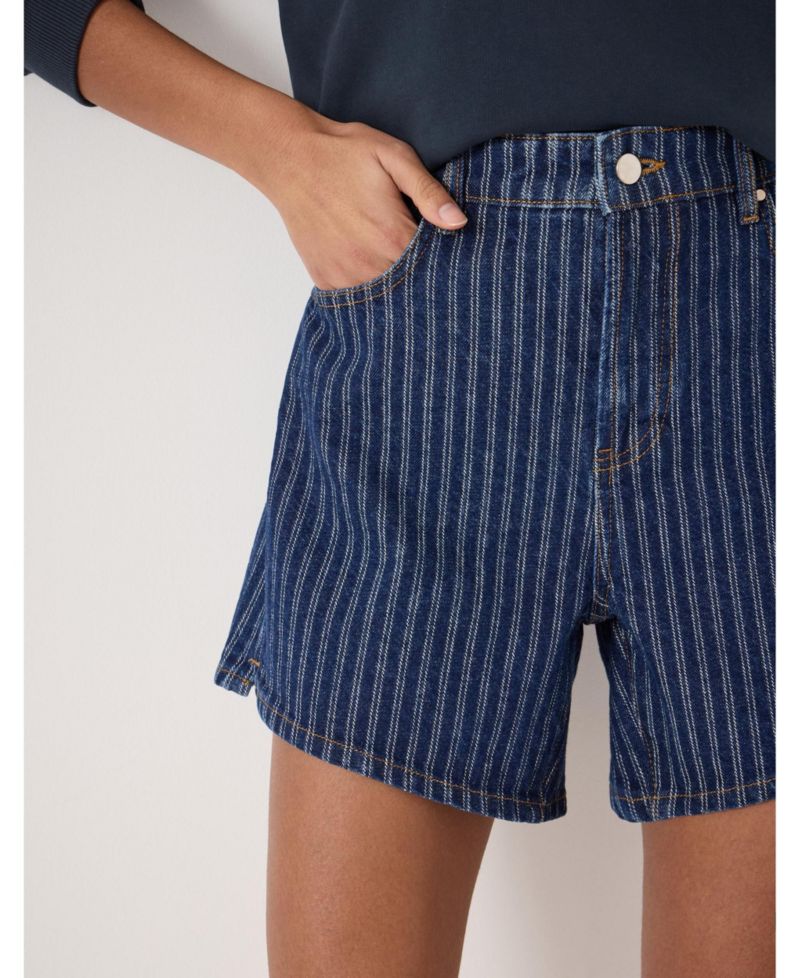 Women's Essential Denim Striped Shorts