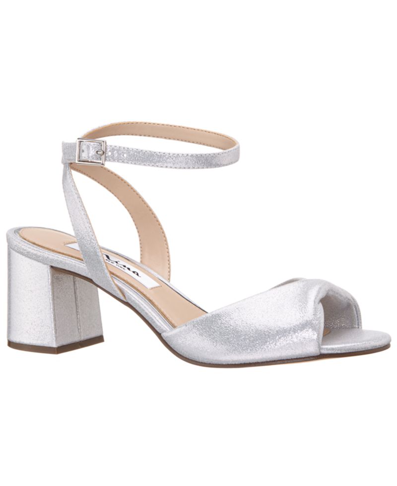 Women's Nigella True Silver Metallic Suedette Block Heel Sandals