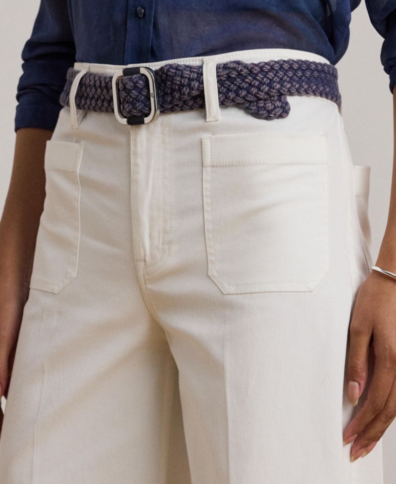 Women's Stretch Chino Wide-Leg Cropped Pants