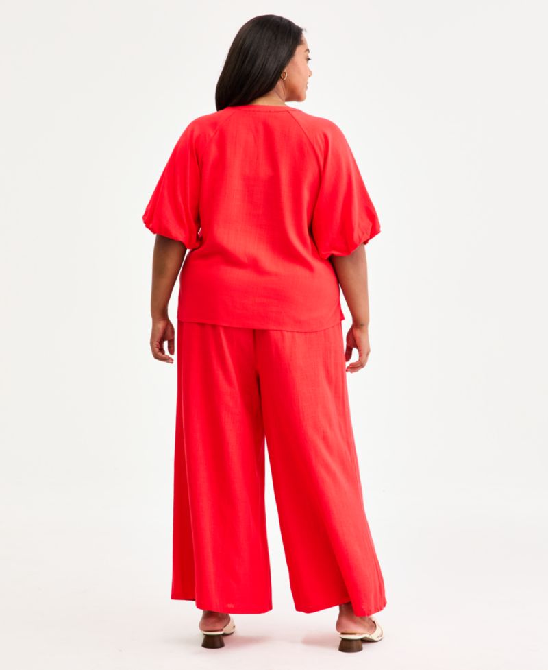 Plus Size Cropped Wide-Leg Pants