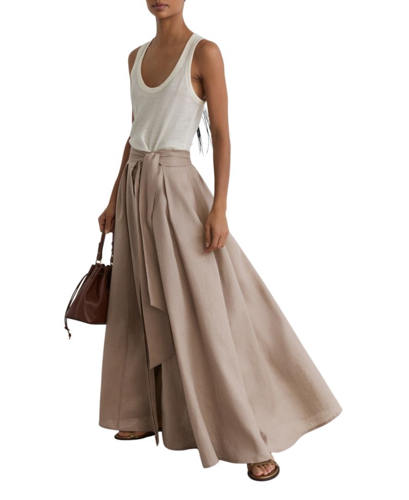 Women's Jackie Linen High-Waisted Pleated Maxi Skirt