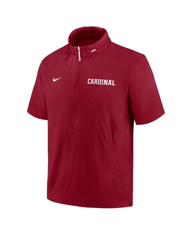 Men's Cardinal Stanford Cardinal 2024 Sideline Coach Short Sleeve Half-Zip Hoodie Jacket
