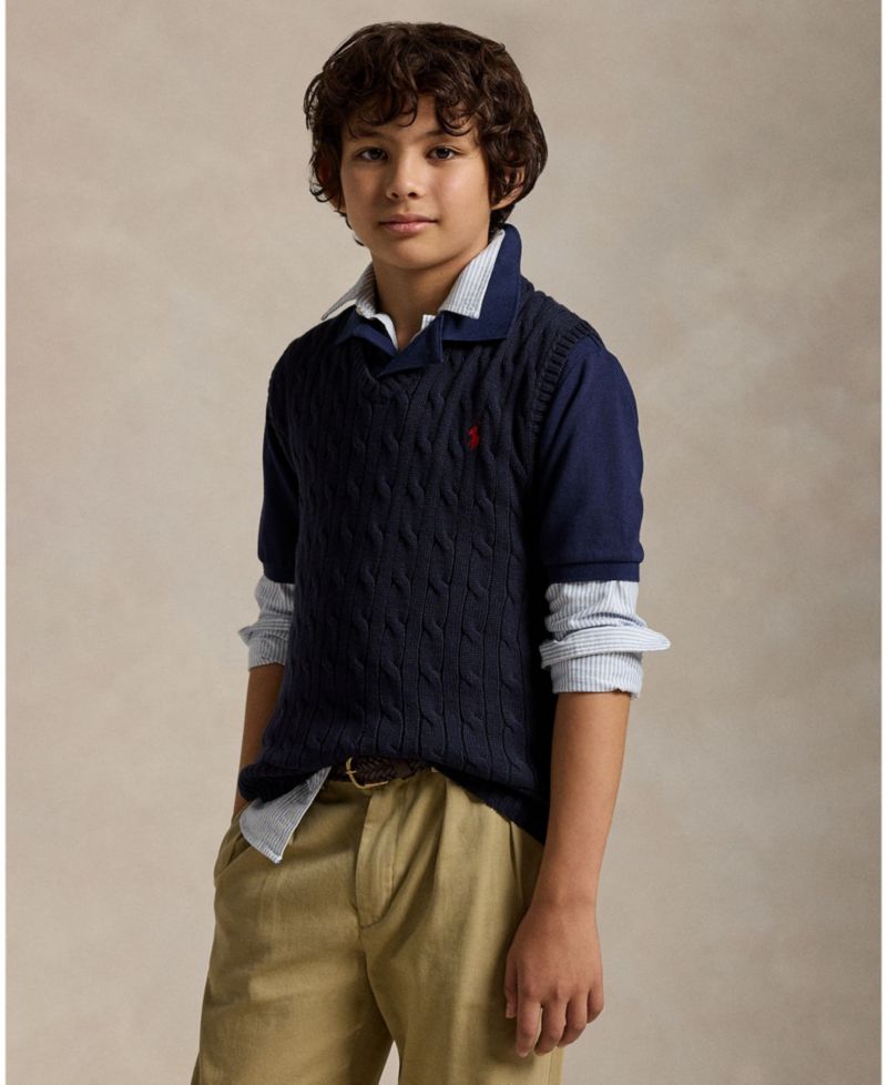 Big Boys Cable- Knit Sweater Vest