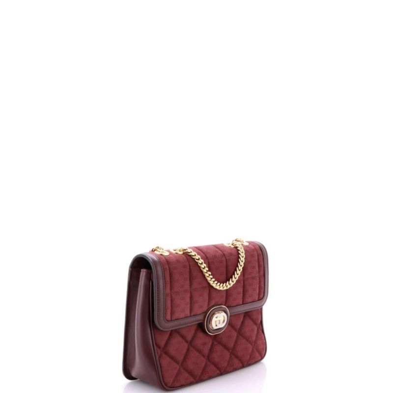 Small Deco Chain Flap Bag Mixed Quilt Mini GG Canvas and Leather