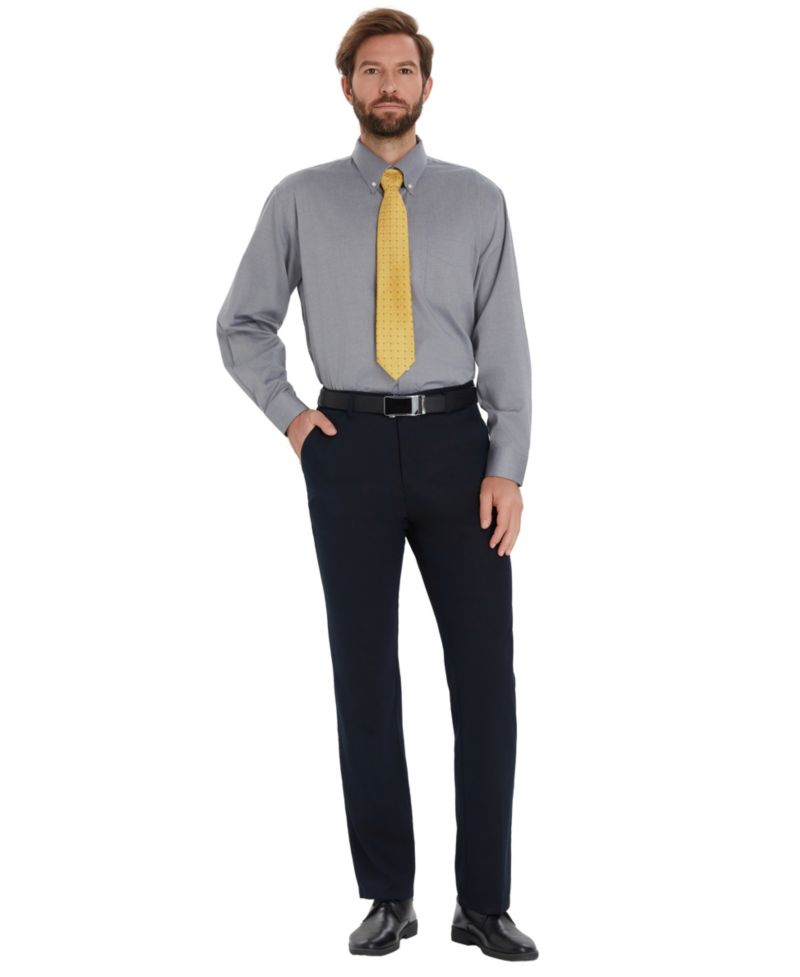 Men's Pinpoint Button Front Solid Dress Shirt