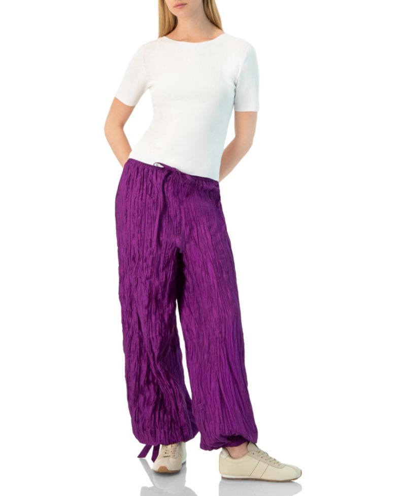 Women's Pleated Pants with Ankle Ties