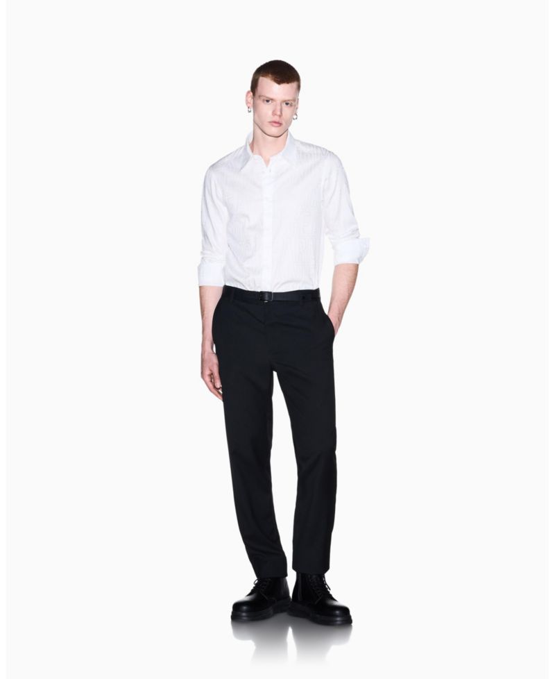 Men's Cotton Jacquard All Over Logo Woven Shirt