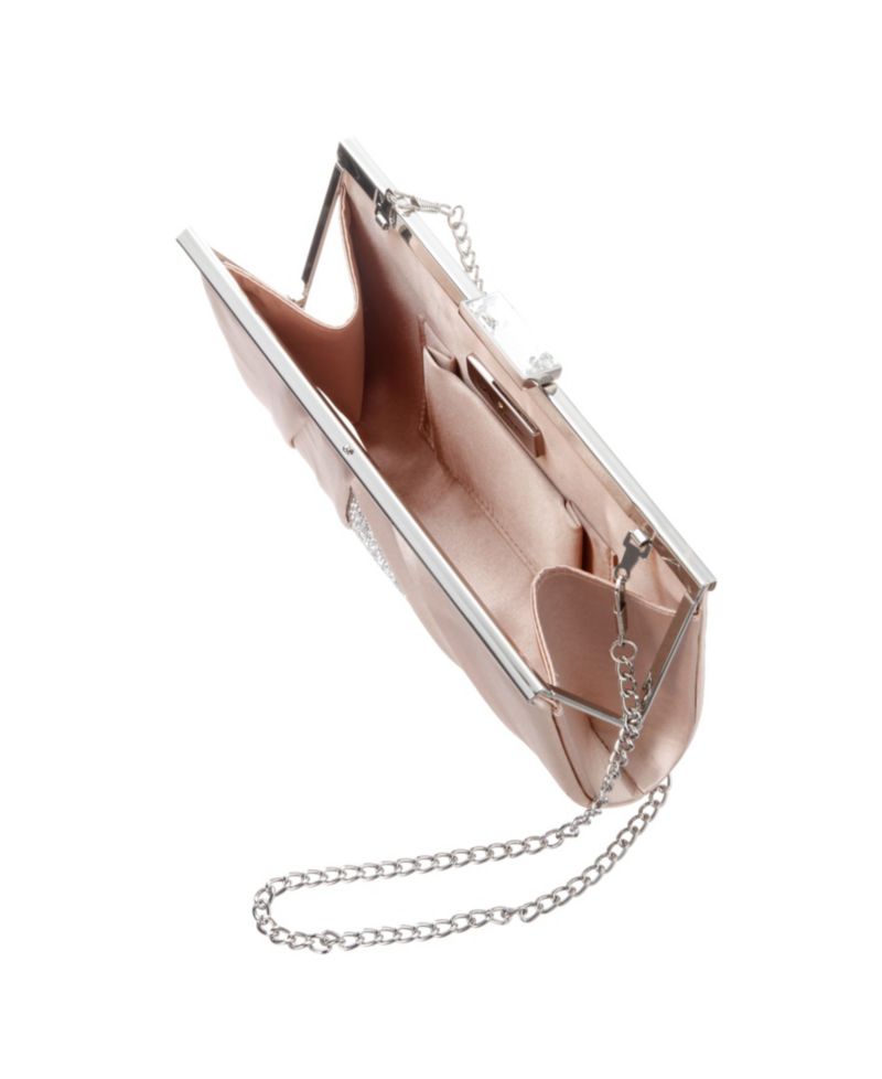 Women's Pleated Stain Crystal Frame Clutch