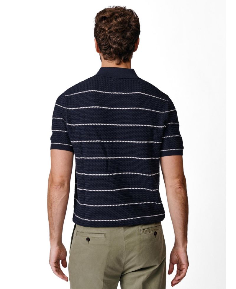 Men's Alford Knitted Texture Regular-Fit Cotton Polo Shirt