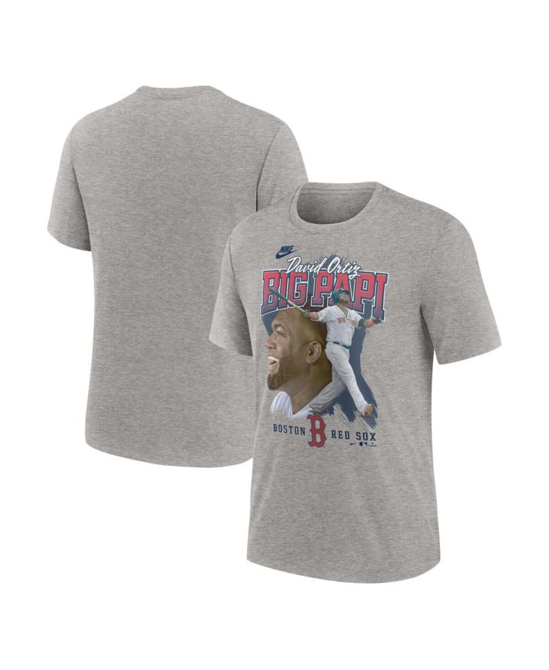 Men's David Ortiz Heather Gray Boston Red Sox Cooperstown Collection Player Local T-Shirt