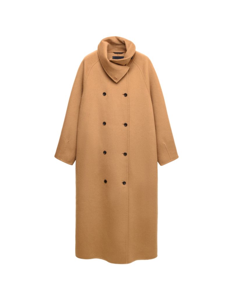 Women's Selection Wool-Blend Double-Breasted Detachable Scarf Coat