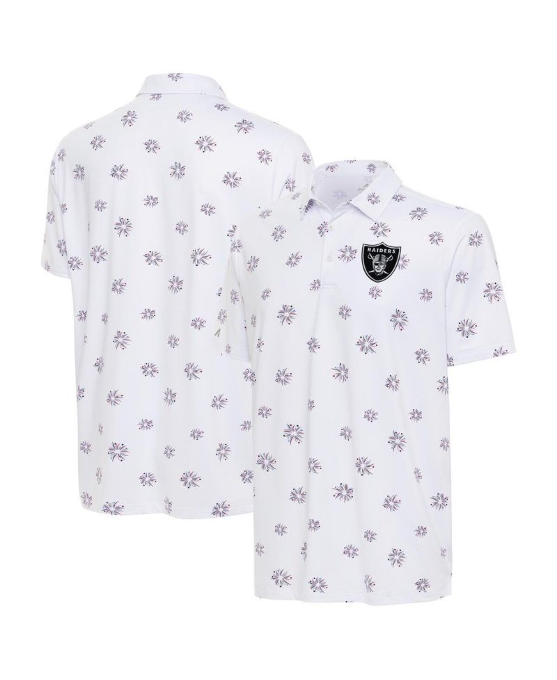 Men's White Las Vegas Raiders Fireworks Polo Shirt