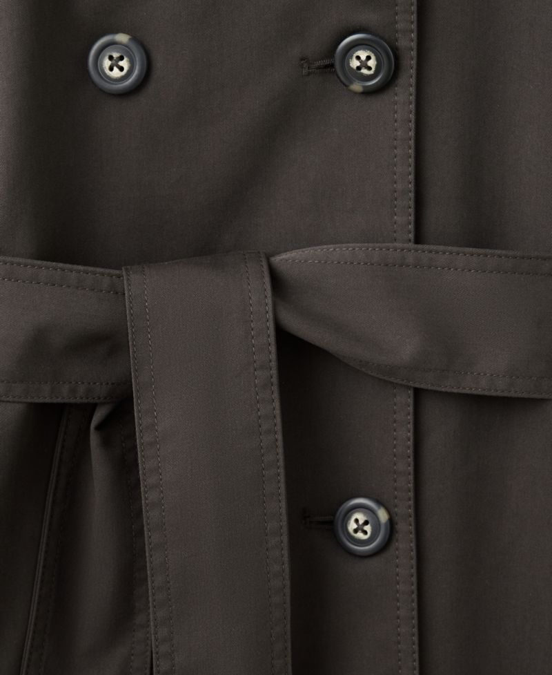 Women's Long Belted Funnel-Neck Trench Coat