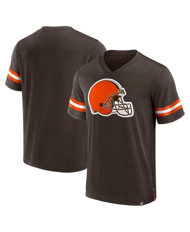 Men's Brown Cleveland Browns Jersey Tackle V-Neck T-Shirt
