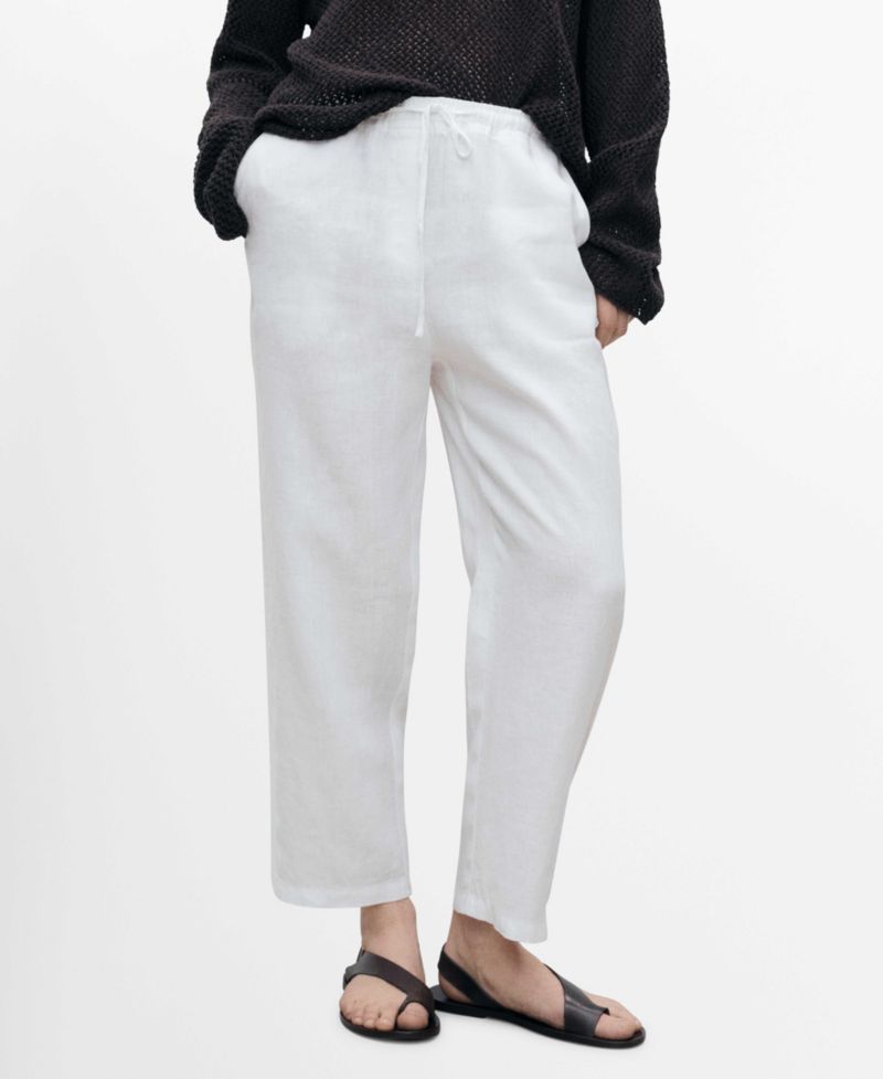 Women's Straight Linen-Blend Pants