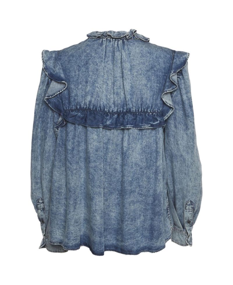 Women's Chambray Ruffle Top