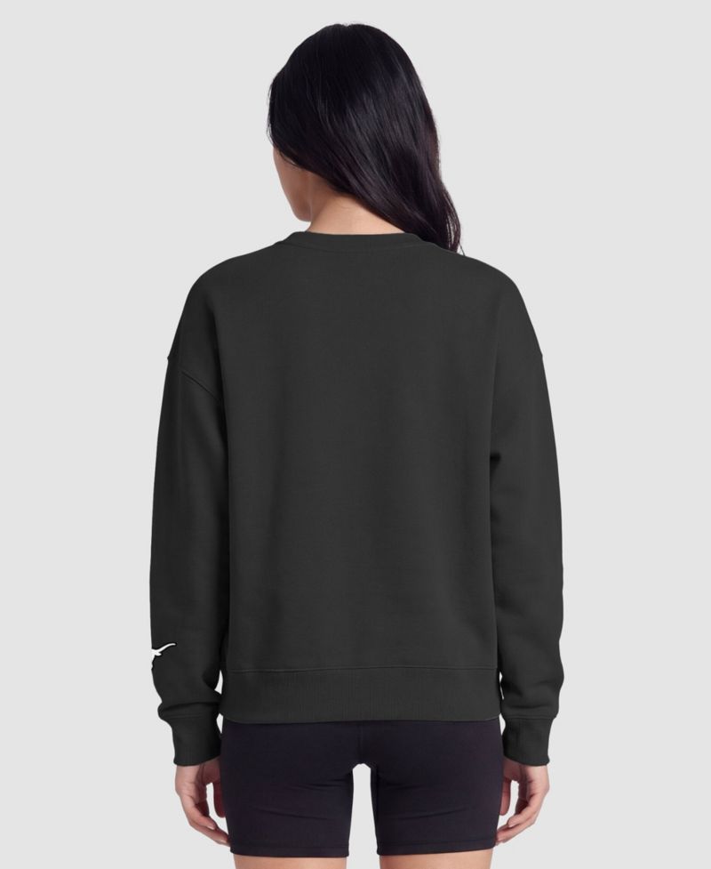 Women's Black Texas Longhorns Fleece Crew Sweatshirt