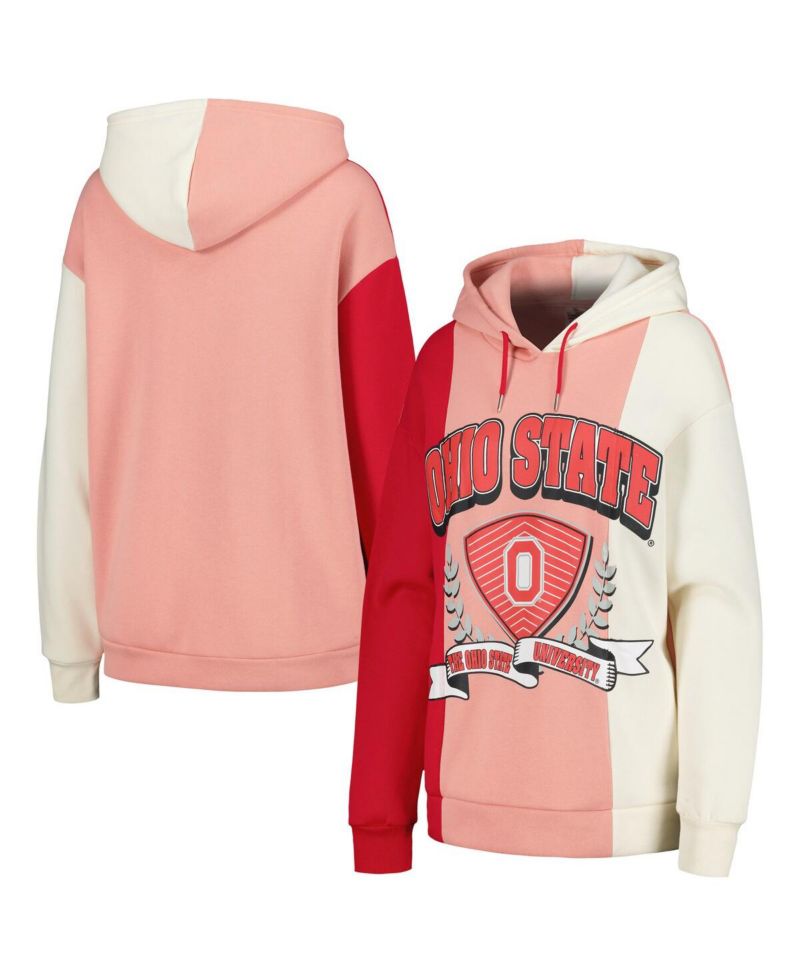 Women's Scarlet Ohio State Buckeyes Hall of Fame Colorblock Pullover Hoodie