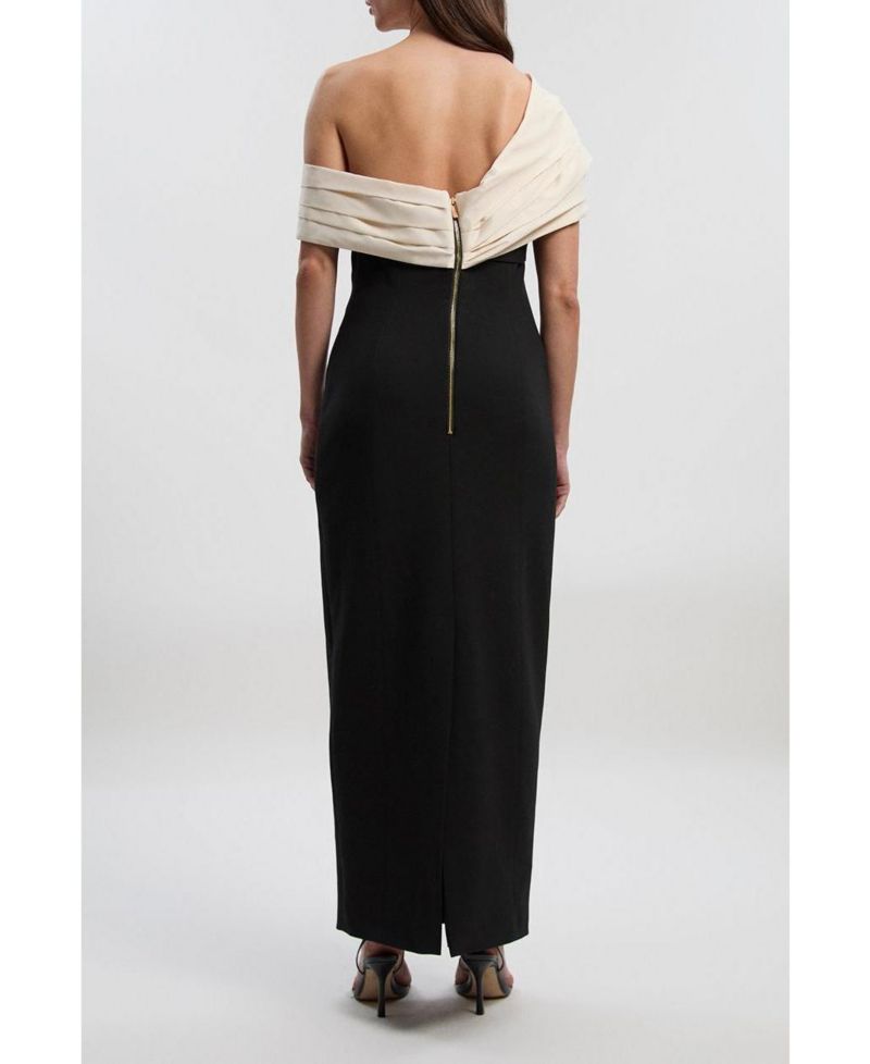 Women's Tailored Taffeta Sleeve Maxi Dress