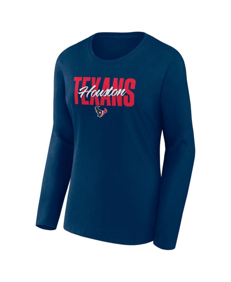 Women's Navy Houston Texans Long Sleeve Scoop Neck T-Shirt