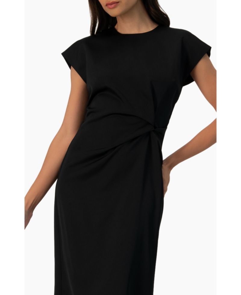 Women's Off-Shoulder Straight Satin Dress with Side Knot