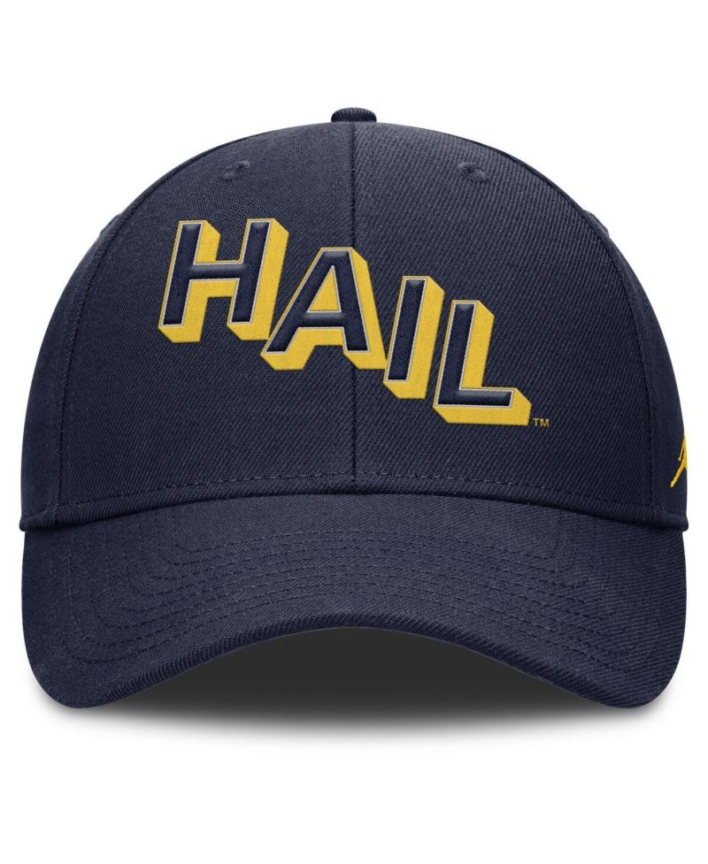 Men's Navy Michigan Wolverines Slanted Primetime Rise Performance Adjustable Hat